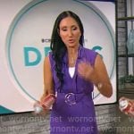 Elizabeth Werner’s purple jumpsuit on CBS Mornings