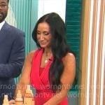 Elizabeth Werner’s pink sleeveless pleated dress on CBS Mornings