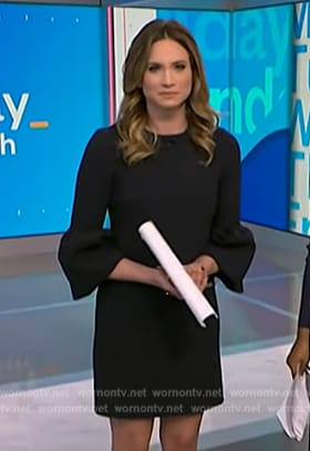 Ellison Barber’s black bell sleeve dress on NBC News Daily