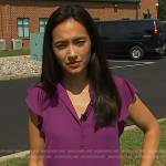 Emilie Ikeda’s purple ruffle top on NBC News Daily