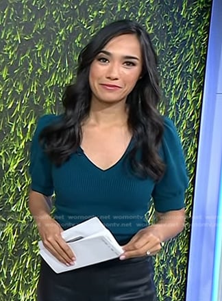 Emilie's teal puff sleeve sweater on Today