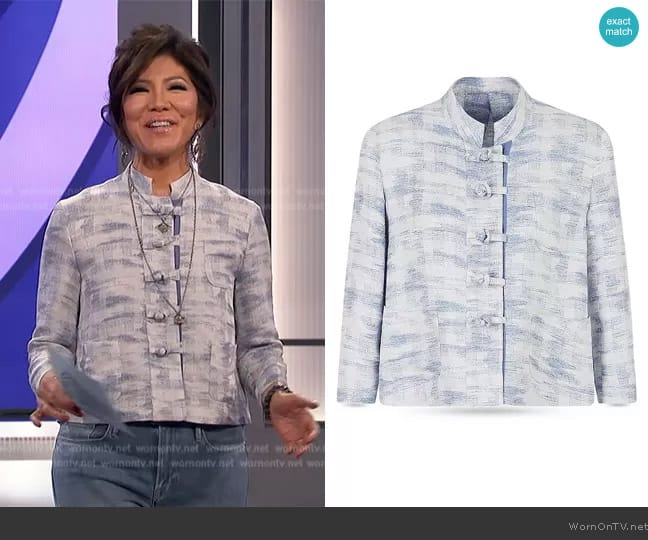 Emporio Armani Gradient-patterned jacquard jacket worn by Julie Chen on Big Brother