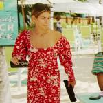 Erin’s red floral print square neck dress on The Real Housewives of New York City