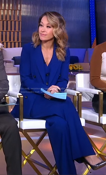 Eva's blue pant suit on Good Morning America