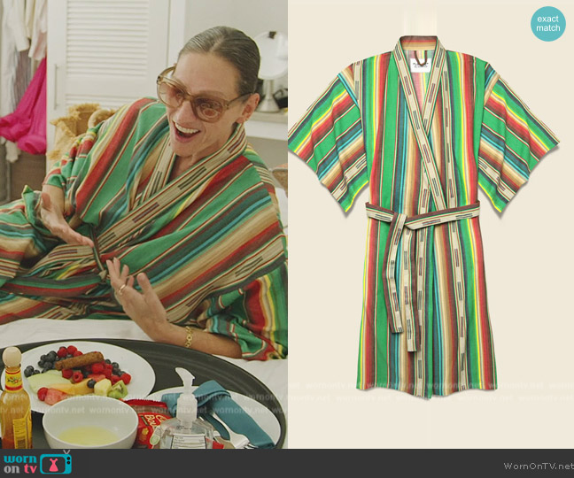 Alexandra Miro Betty Flared-sleeve Striped Cotton Midi Dress worn by Jenna  Lyons as seen in The Real Housewives of New York City (S14E10)