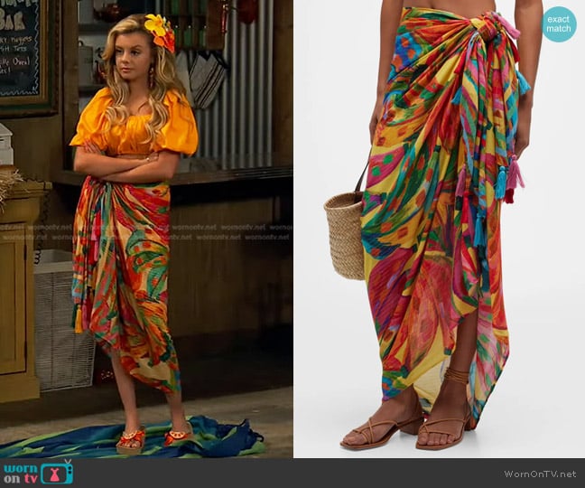 Farm Rio Colorful Banana Metallic Cover-Up Sarong worn by Destiny Baker (Mallory James Mahoney) on Bunkd