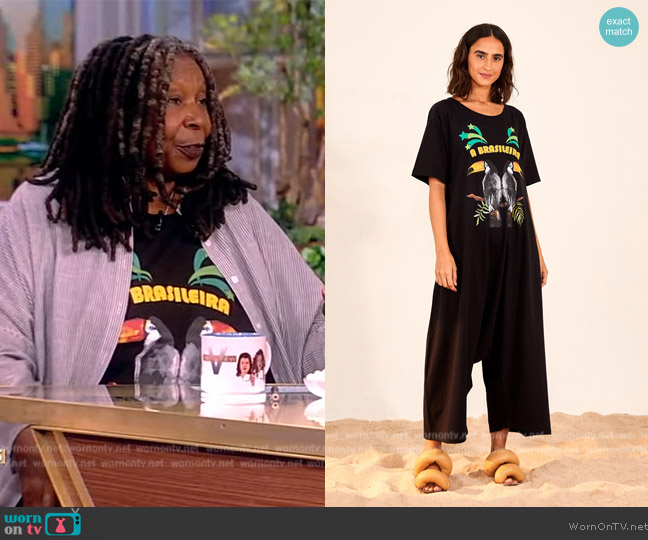 Farm Rio Brasileira Jersey Jumpsuit worn by Whoopi Goldberg on The View