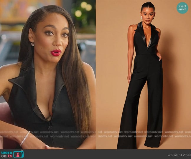 Fashion Nova Ericka Deep V Collared Jumpsuit worn by Brandi Marshall (Brandi Marshall) on Selling the OC