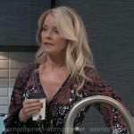 Felicia’s black floral v-neck blouse on General Hospital