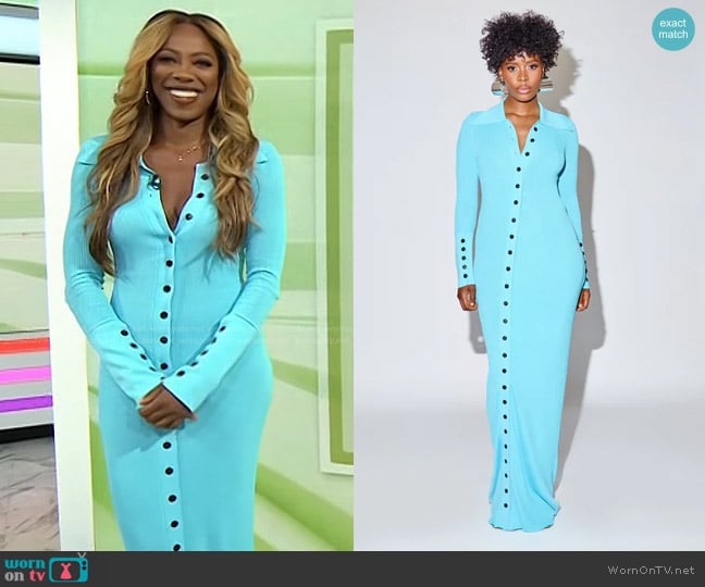 Fumi the Label Naomi Dress in Aqua Blue worn by Yvonne Orji on Today