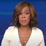 Gayle King’s cream rib knit dress on CBS Mornings