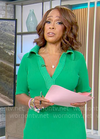 Gayle King's green collared dress on CBS Mornings