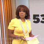 Gayle King’s yellow monogram print dress on CBS Mornings