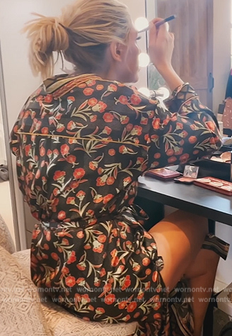 Gina's black floral print robe on The Real Housewives of Orange County