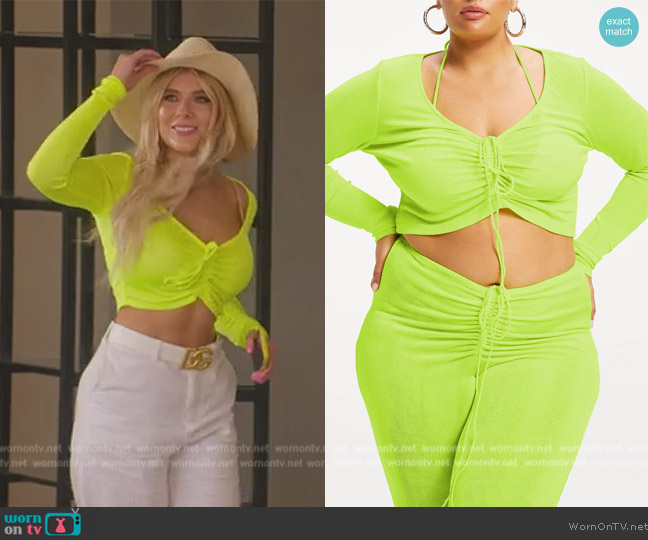 Good American V-Neck Ruched Crop Top worn by Alexandra Rose (Alexandra Rose) on Selling the OC