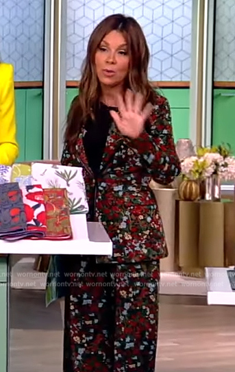 Gretta Monahan's floral print blazer and pants on The View