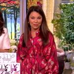 Gretta Monahan’s pink printed mini shirtdress on The View