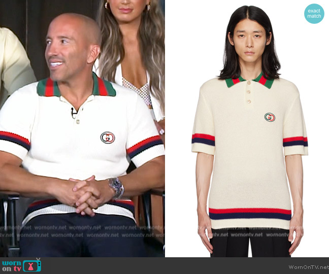 Gucci Off-White Patch Polo worn by Jason Oppenheim on E! News