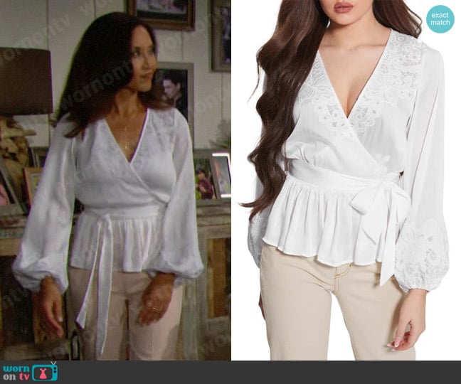 Guess Adora Belted Top worn by Li Finnegan (Naomi Matsuda) on The Bold and the Beautiful