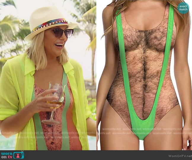 DYGUYTH Novelty Swimsuit worn by Gina Kirschenheiter on The Real Housewives of Orange County