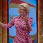 Hannah Waddingham’s pink geometric wrap dress on Live with Kelly and Mark