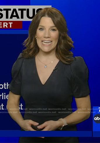 Heather’s navy puff sleeve dress on Good Morning America