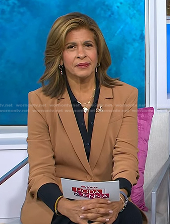 Hoda's brown ruched sleeve blazer on Today