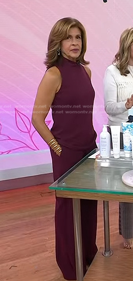 Hoda’s burgundy sleeveless top and pants on Today