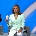 Hoda’s mint green blazer and white slit pants on Today