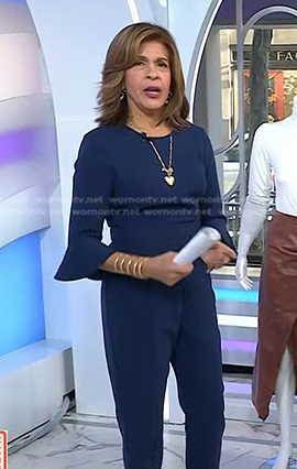 Hoda’s navy bell cuff jumpsuit on Today