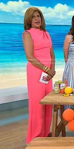 Hoda’s pink sleeveless wide-leg jumpsuit on Today