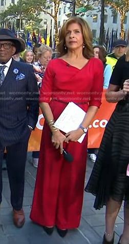 Hoda’s red belted jumpsuit on Today