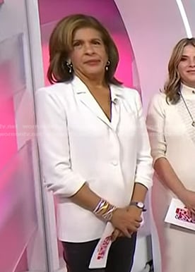 Hoda’s white ruched sleeve blazer on Today