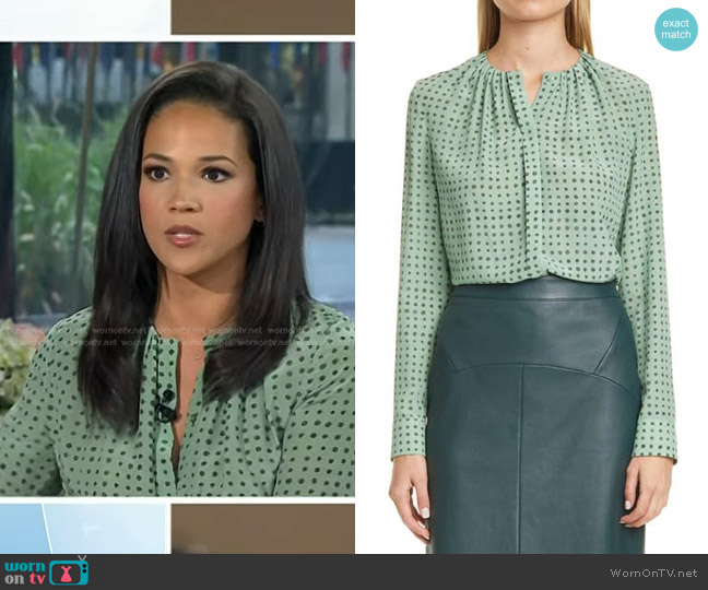 Boss Banora Print Silk Blouse in Willow Fantasy worn by Laura Jarrett on Today