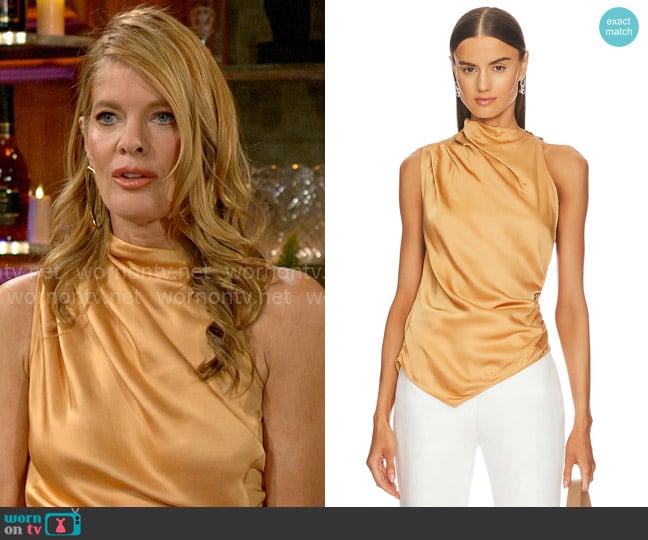 A.L.C. Jones Top in Tawny worn by Phyllis Summers (Michelle Stafford) on The Young and the Restless