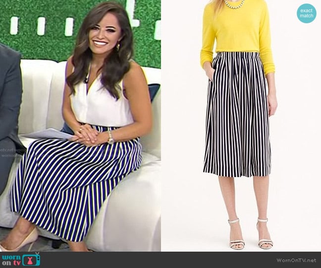 J. Crew Striped Pleated Lined Skirt worn by Kaylee Hartung on Today