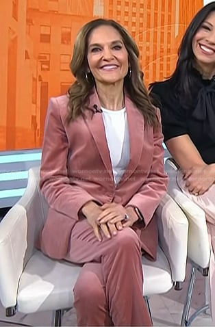 Joy Bauer's pink velvet blazer and pants on Today