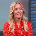 Jeanie Buss’s red polka dot blouse on Access Hollywood