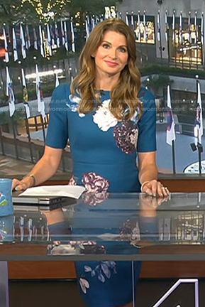 Jen Maxfield's teal floral print dress on Today