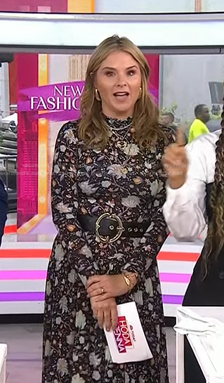 Jenna's black floral mock neck dress on Today