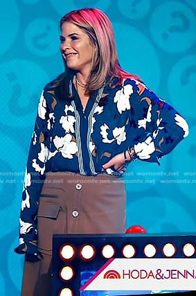 Jenna's blue floral blouse and brown skirt on Today