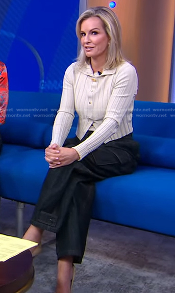Jennifer's beige ribbed cardigan and cargo jeans on Good Morning America
