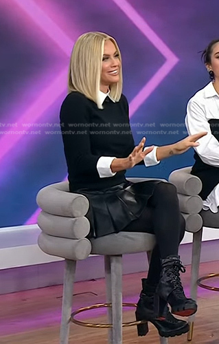 Jenny McCarthy's black collared sweater and pleated skirt on Today
