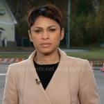 Jericka’s beige wrap coat on CBS Evening News