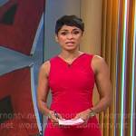 Jericka Duncan’s red v-neck dress on CBS Mornings