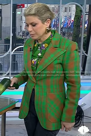 Jill's green floral shirt and plaid blazer on Today