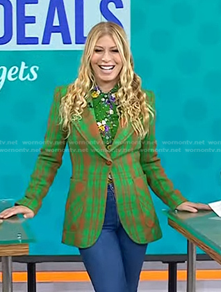 Jill's green floral shirt and plaid blazer on Today