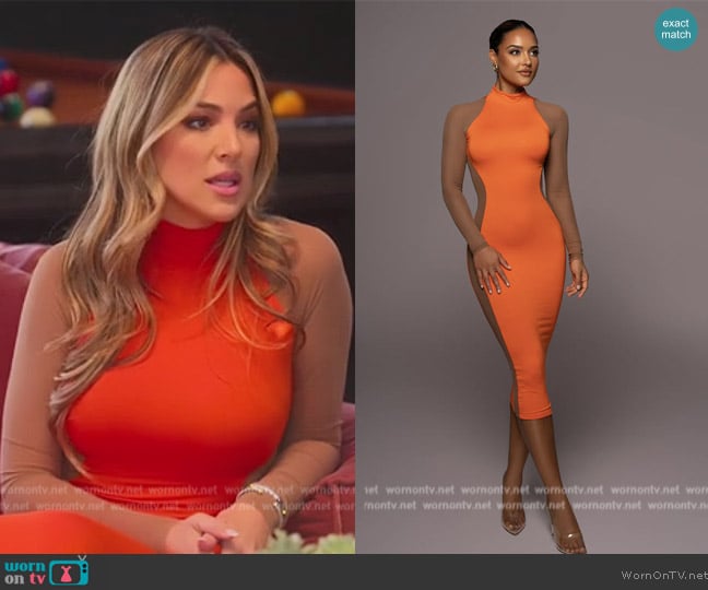 JLux Label Tangerine Afterglow Midi Dress worn by Alex Halll (Alex Hall) on Selling the OC