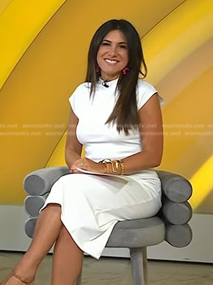 Joelle Garguilo’s white short sleeve midi dress on Today