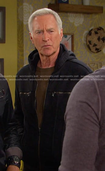 John’s black hooded zip jacket on Days of our Lives